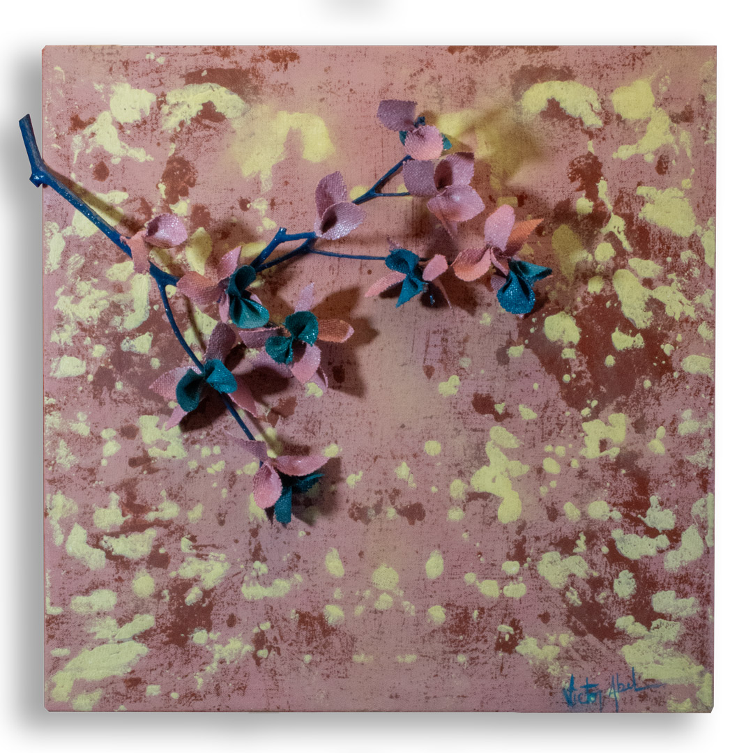 huile sur toile de 55x55cm intitulé : Course effrénée, nues sous la pluie